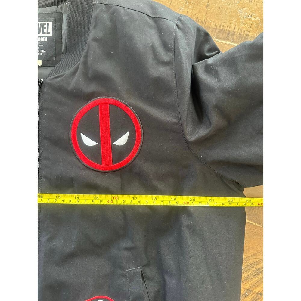 Marvel Deadpool Black Bomber Jacket Patchwork Pat… - image 6